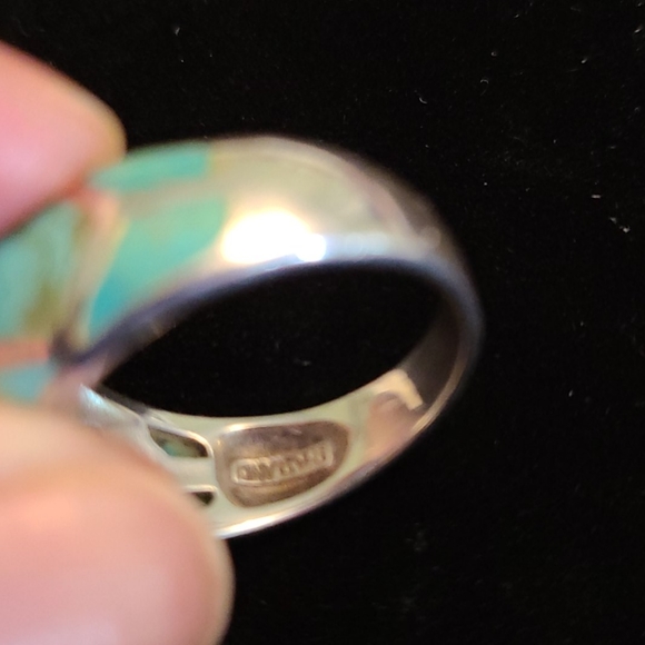 925 silver with turquois inlay size 7 - Picture 6 of 7